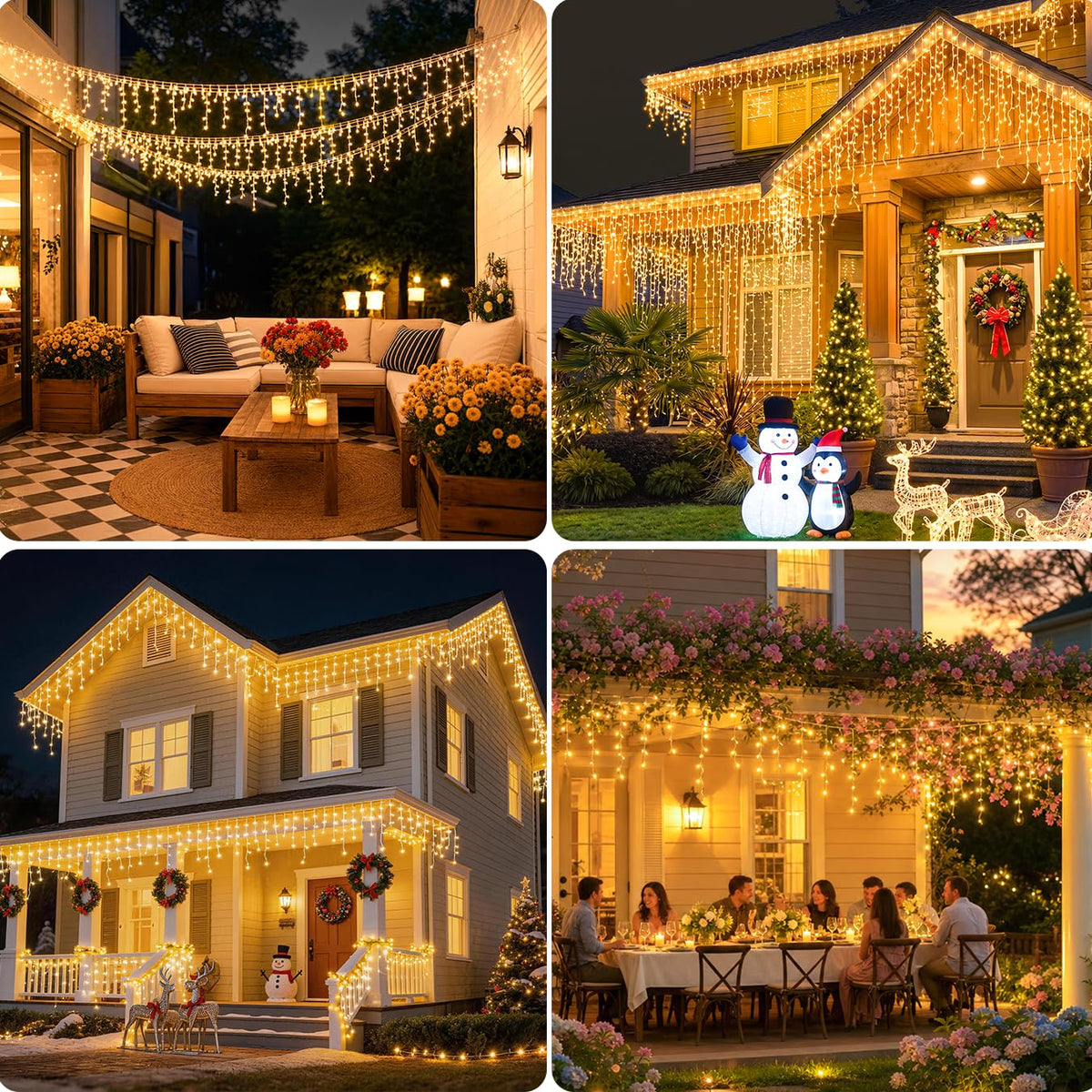 MAGGIFT 10M 400 LED Eisregen Lichterkette Außen Innen, Weihnachtsbeleuchtung Außen mit Fernbedienung/Timer/8 Modi,IP44 Wasserdicht Außenbeleuchtung Weihnachten Lichtervorhang Aussen für Balkon,Outdoor