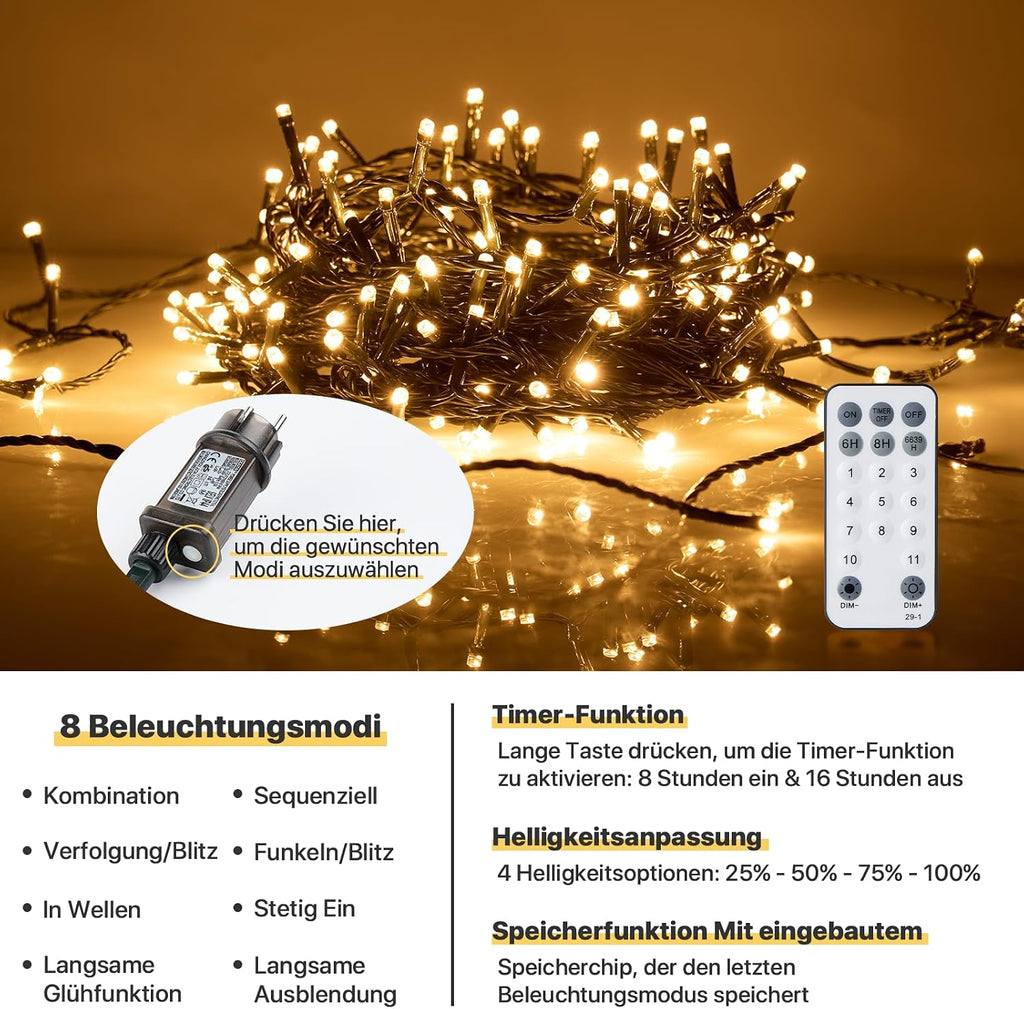 MAGGIFT LED Lichterkette Weihnachtsbaum Außen, 80m 800 LED Lichterketten mit Stecker&Fernbedienung&Timer, Aussen Innen Wasserdicht Lichterkette Tannenbaum Warmweiß für Weihnachtsbeleuchtung Deko