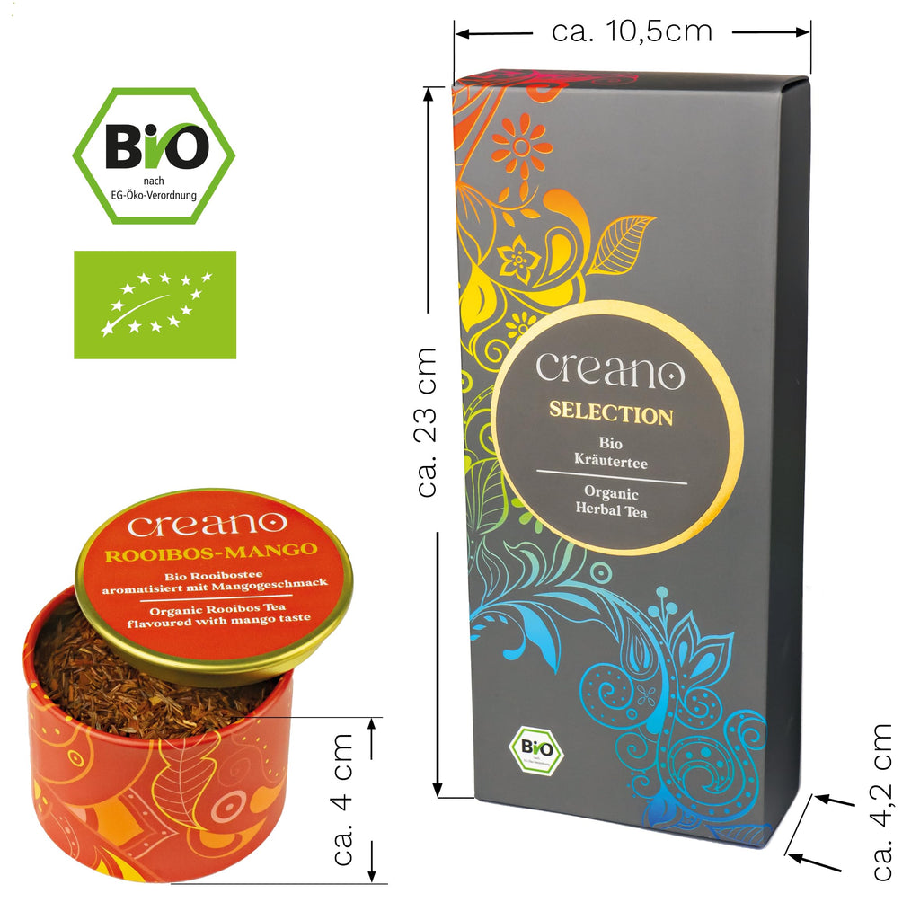Creano Premium Bio Kräutertee Geschenkset „ORGANIC HERBAL TEA“ - 9 Pyramiden-Teebeutel in 9 unterschiedlichen Sorten - 22,5g - NEUHEIT 2024*