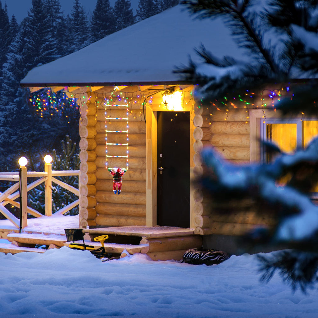 Geemoo LED Weihnachtsmann Leiter Lichterkette - 3 Meter LED Weihnachtsbeleuchtung Strombetrieben mit Timer, Speicherfunktion, 8 Modi, für Innen Außen Weihnachtsbaum Fenster Weihnachten Deko (Warmweiß)