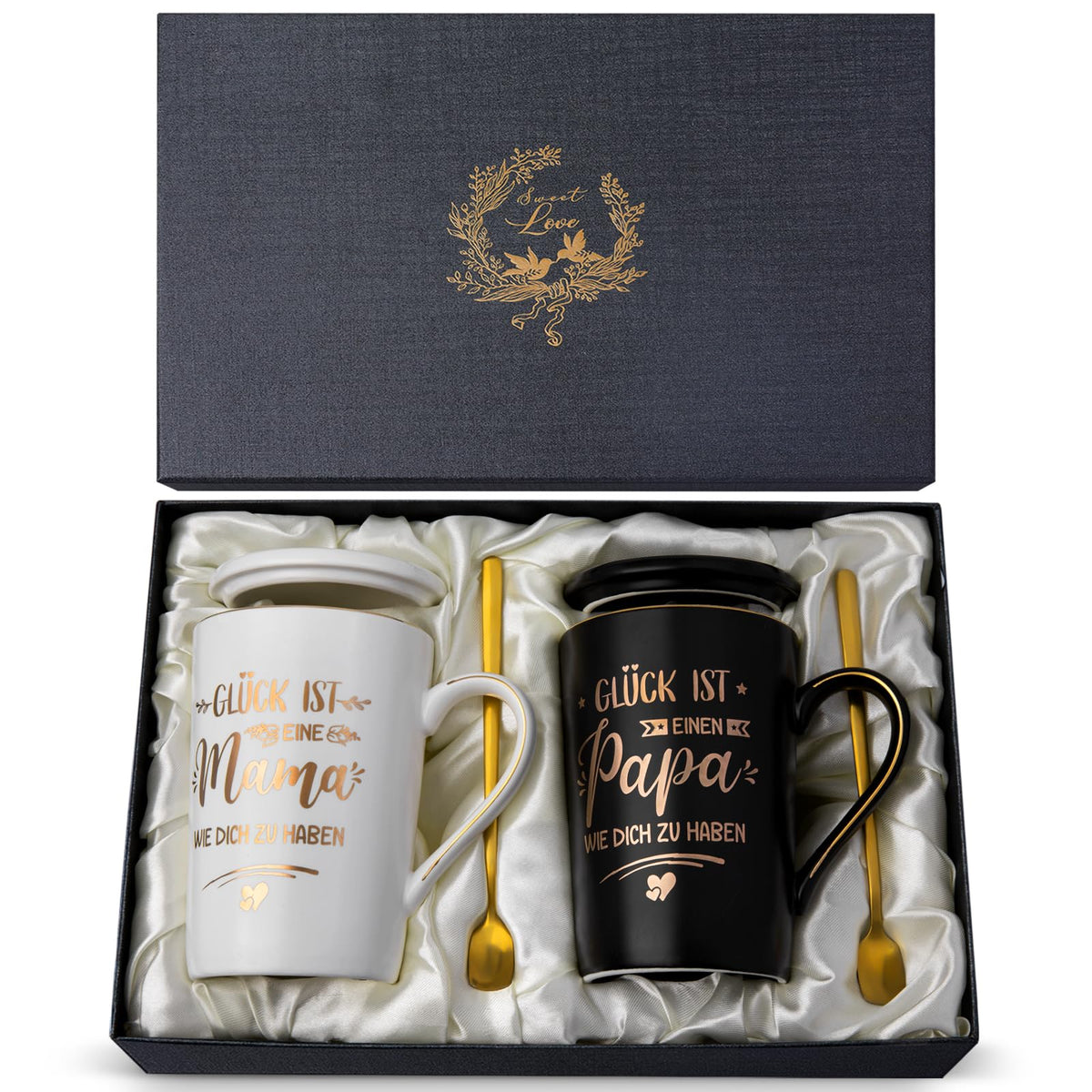 Hochzeitsgeschenke für Brautpaar, Mr und Mrs Geschenk für Braut und Bräutigam, Geschenk Hochzeit, Jubiläumsgeschenk, Kaffeetassen Tassen Set Keramik Marmor 14 Oz für Hochzeit, Verlobungen