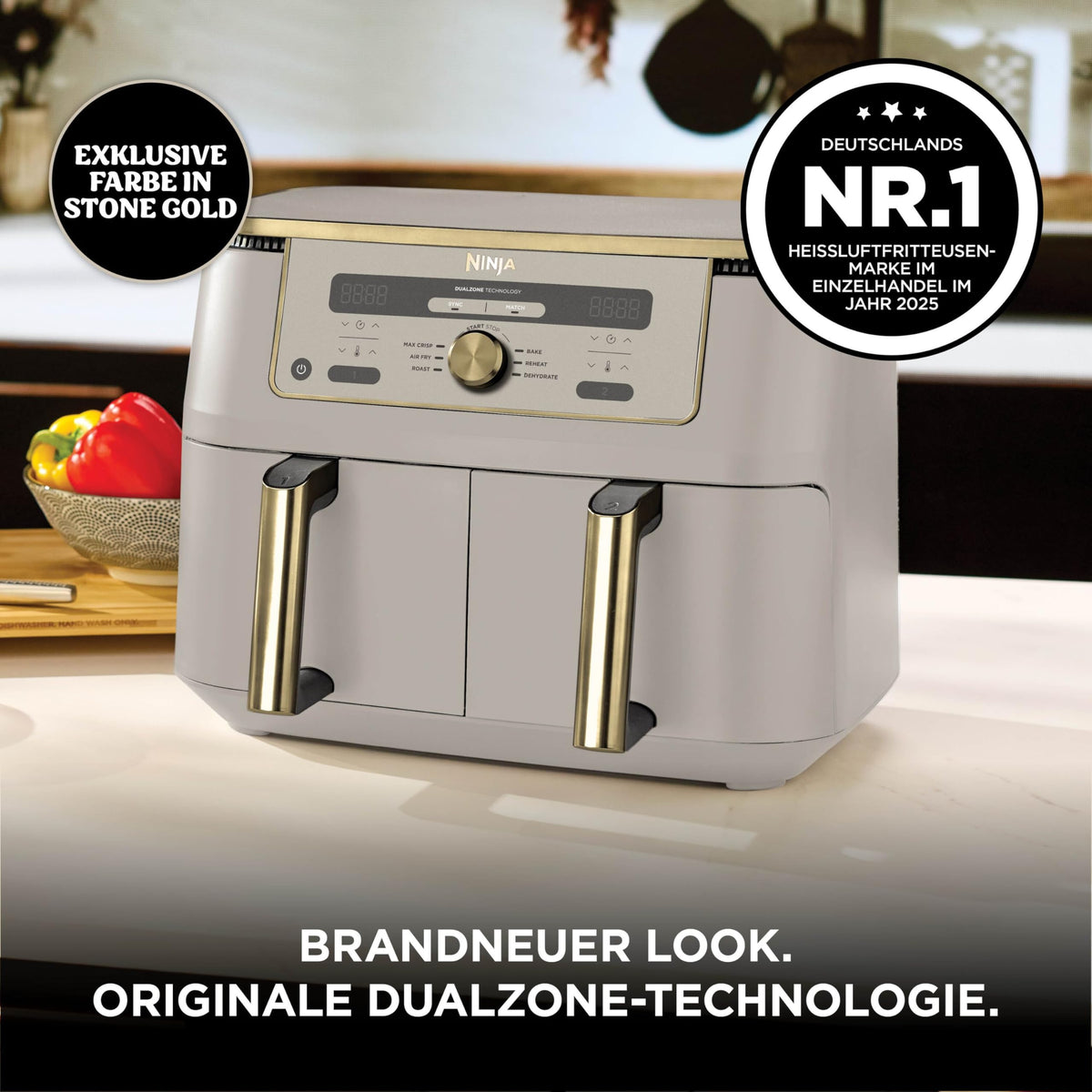 Ninja Dual Zone digitale Heißluftfritteuse, 9,5 L, 6-in-1, Metallic Grau