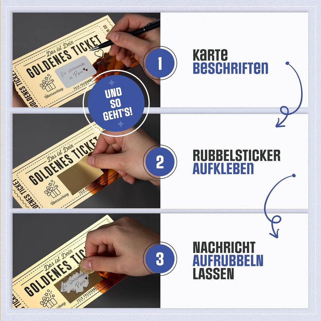 Gutschein zum selber ausfüllen mit Rubbelaufkleber - Rubbelkarte zum beschriften - Geschenke für Frauen, Geschenk für Freundin, Geburtstagskarte, Kinogutschein, Geburtstagsgeschenk, Reisegutschein