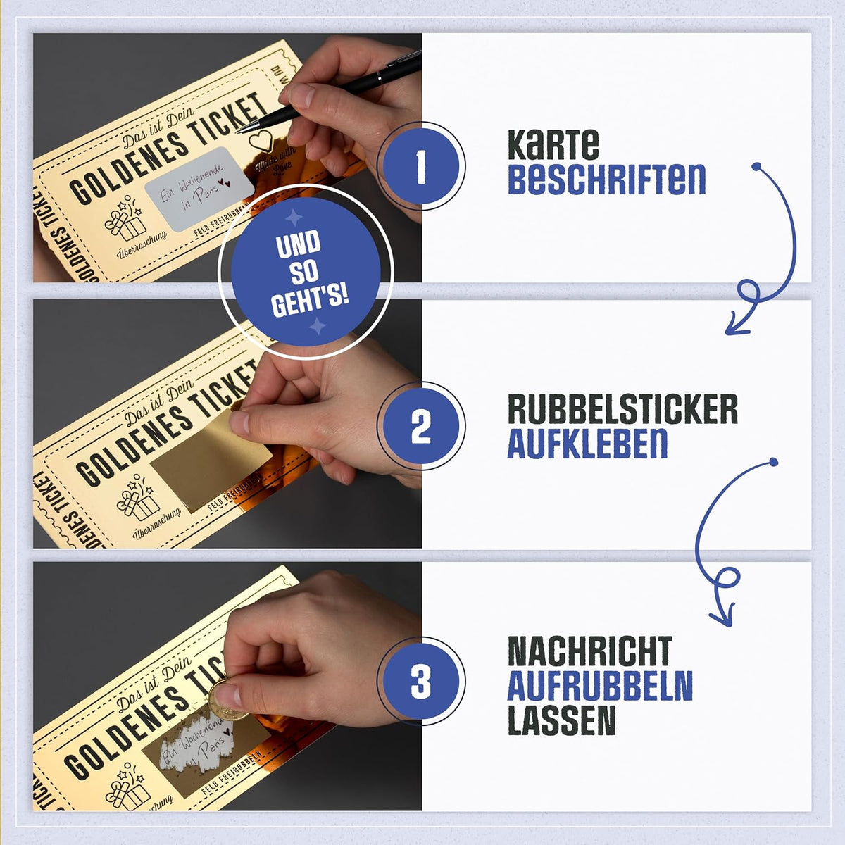 Gutschein zum selber ausfüllen mit Rubbelaufkleber - Rubbelkarte zum beschriften - Geschenke für Frauen, Geschenk für Freundin, Geburtstagskarte, Kinogutschein, Geburtstagsgeschenk, Reisegutschein