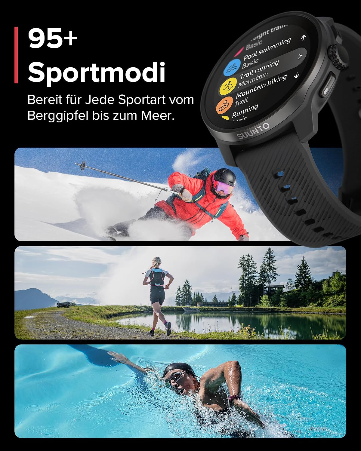 SUUNTO Race S GPS-Sportuhr, 1,3-Zoll-AMOLED-Display, 95+ Sportmodi