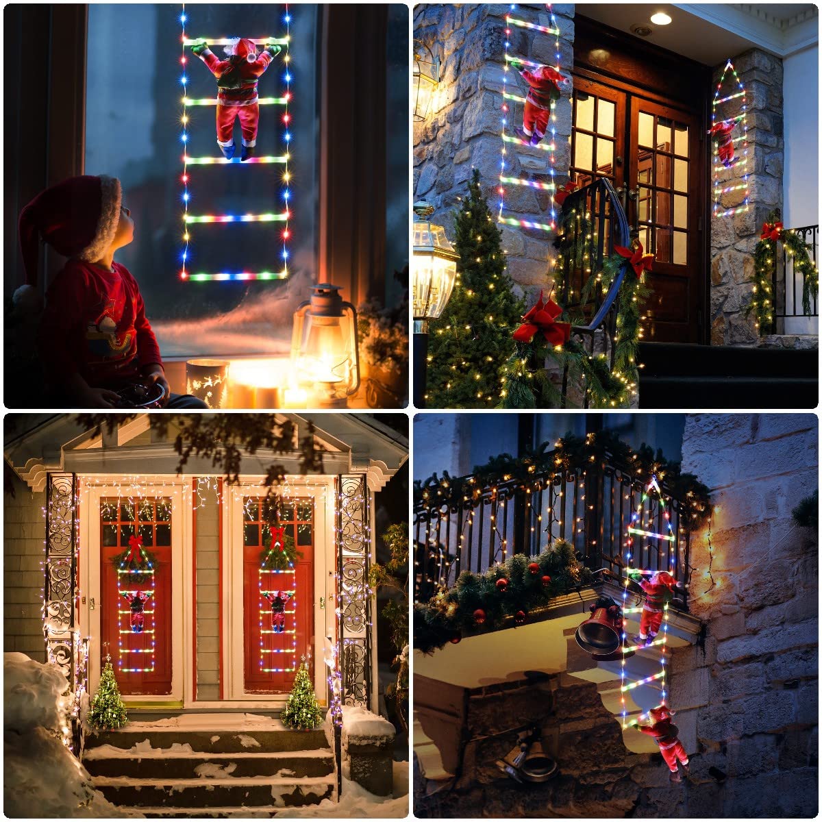 Geemoo LED Weihnachtsmann Leiter Lichterkette - 3 Meter LED Weihnachtsbeleuchtung Strombetrieben mit Timer, Speicherfunktion, 8 Modi, für Innen Außen Weihnachtsbaum Fenster Weihnachten Deko (Warmweiß)