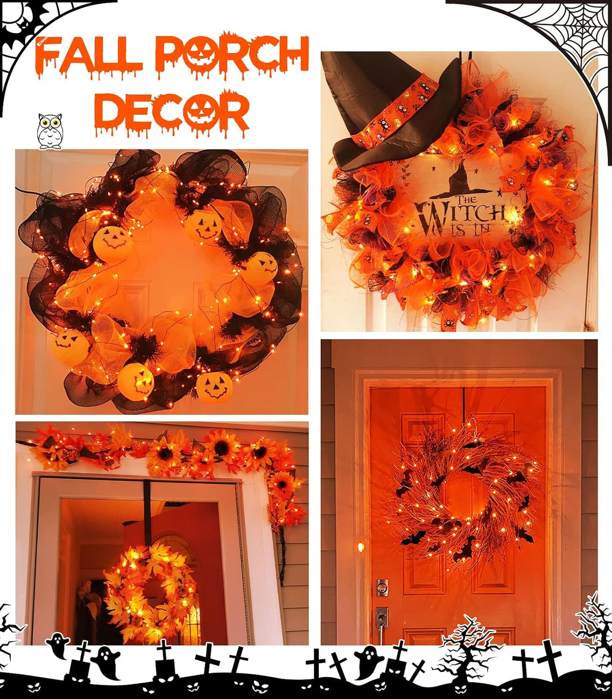cshare Halloween Deko Lichterkette, Herbst lichterkette, 16.4ft/5m 50LEDs Orange Fall Fairy Lichter,Halloween Dekorationen String IP65 wasserdicht Zelt Lichter für kürbis Dach Fenster Party(Orange)