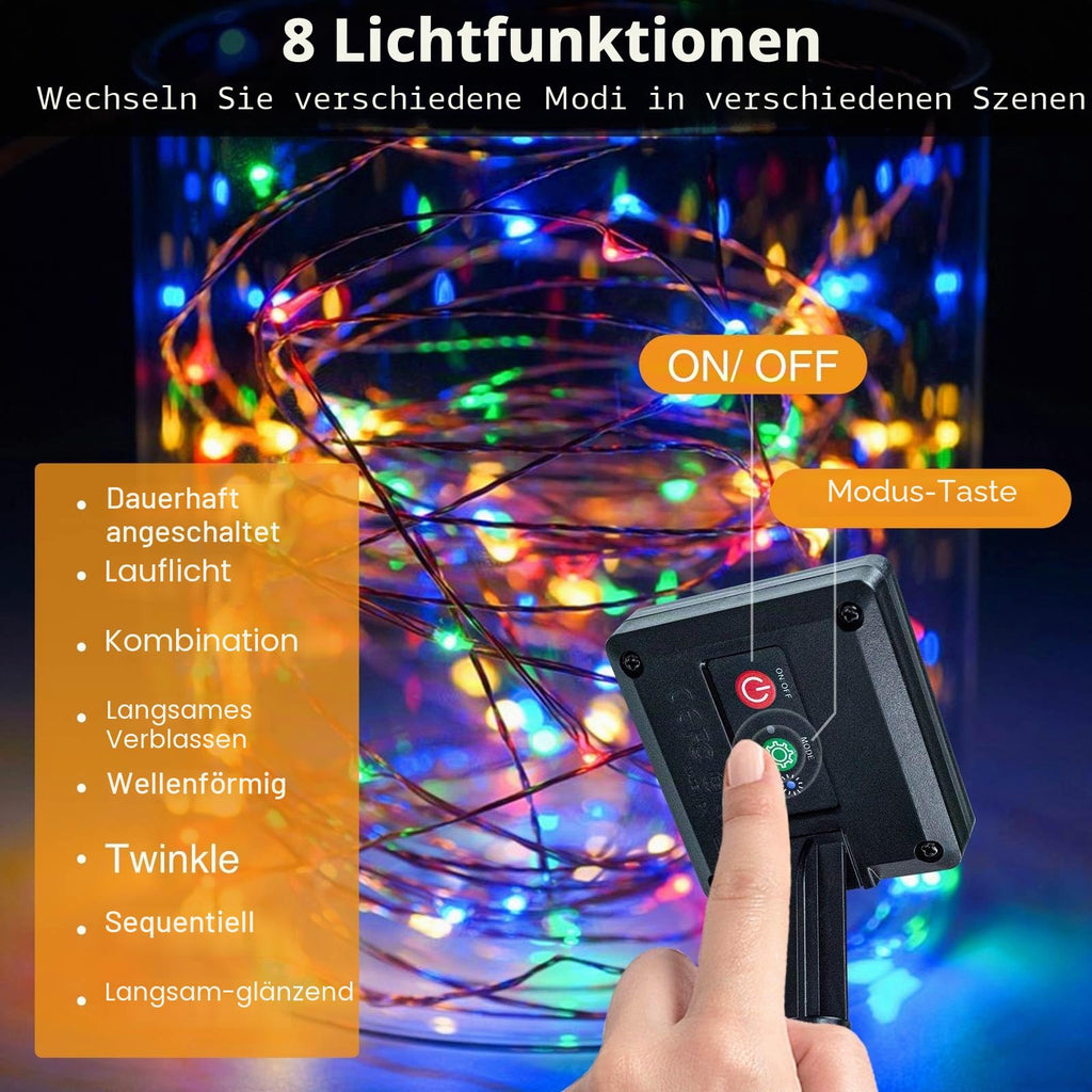 Peasur 3 Stück Solar Lichterkette Outdoor, 3x12M 120 LED Lichterkette Außen