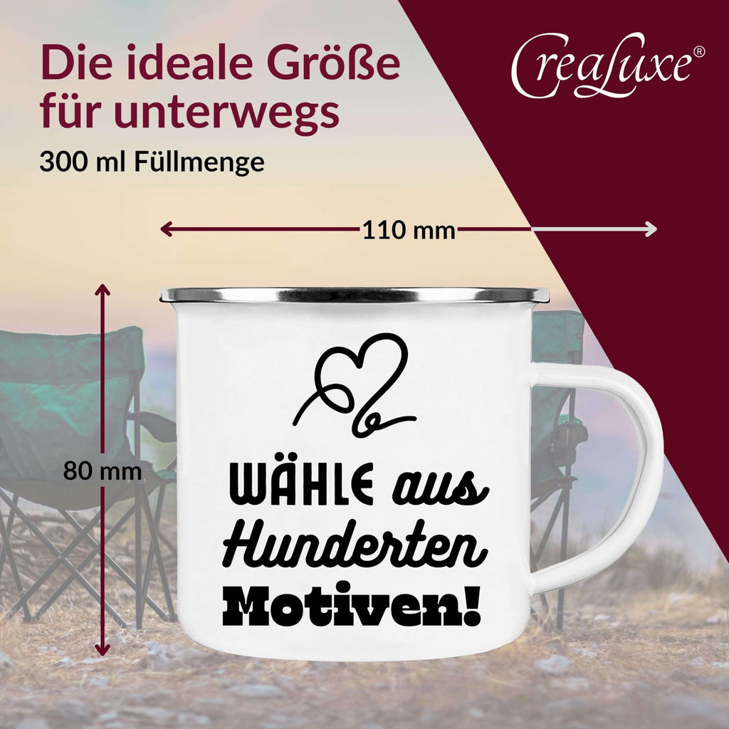 Crealuxe Edelstahltasse mit Karabiner - Der Beste Feuerwehrmann heißt Wunschname - 330ml, Tasse personalisiert, Kaffeetasse, Bürotasse, Metalltasse mit Name