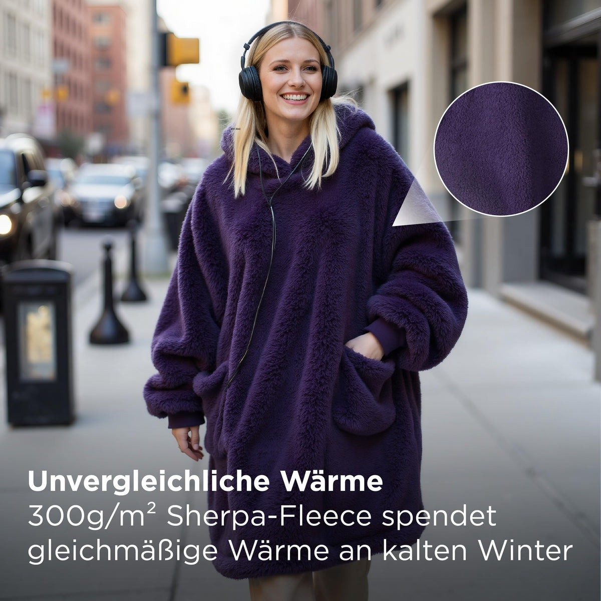 BEDSURE Hoodie Decke mit Ärmeln Geschenke Grau - 95x85cm
