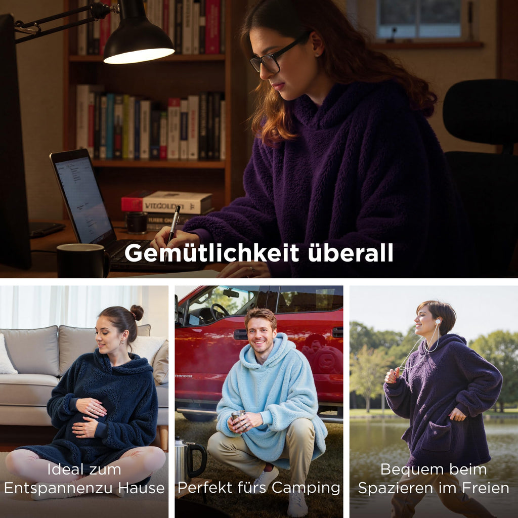 BEDSURE Hoodie Decke mit Ärmeln Geschenke Grau - 95x85cm
