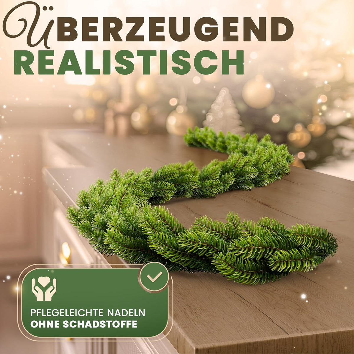 ArtiTree Weihnachtsgirlande - Naturgetreue Tannengirlande, 270cm Grün, Perfekt für Weihnachtsdeko, Treppengeländer & Türrahmen