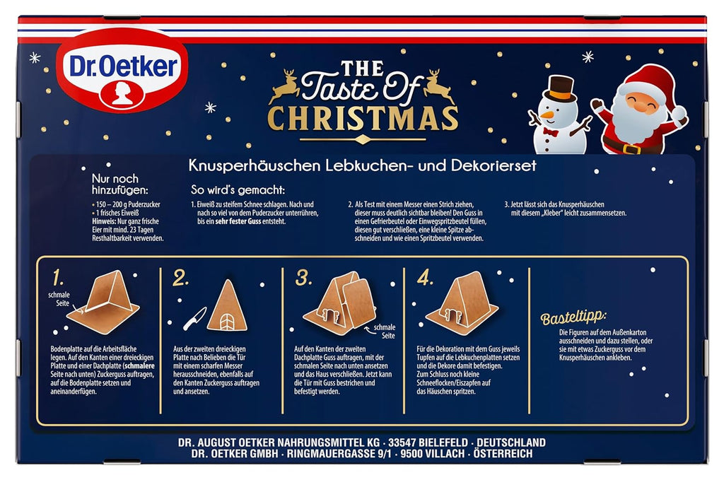 Dr. Oetker Knusper-Häuschen, Lebkuchenhaus und Dekorierset zum Basteln und Verzieren für die Weihnachtszeit- 1 x 403 g