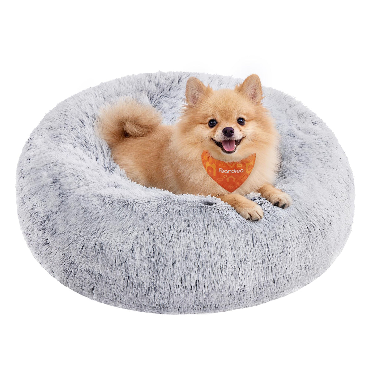 Feandrea Hundebett flauschig, waschbar, Langer Plüsch, 70 cm Durchmesser