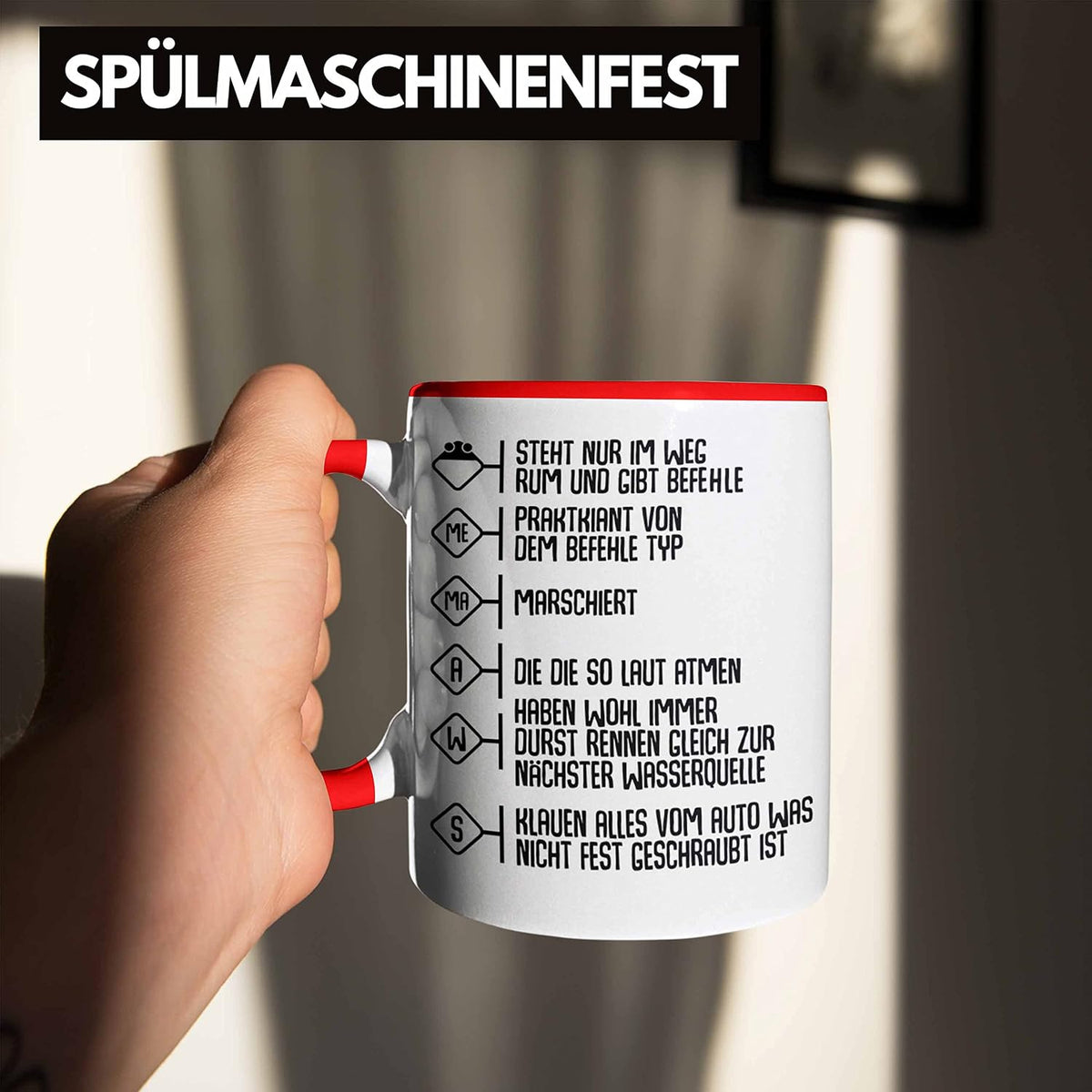 Trendation - Feuerwehr Tasse Geschenke Zubehör Lustig Einsatz Geburtstag Spruch Mann Praktikant (Rot)
