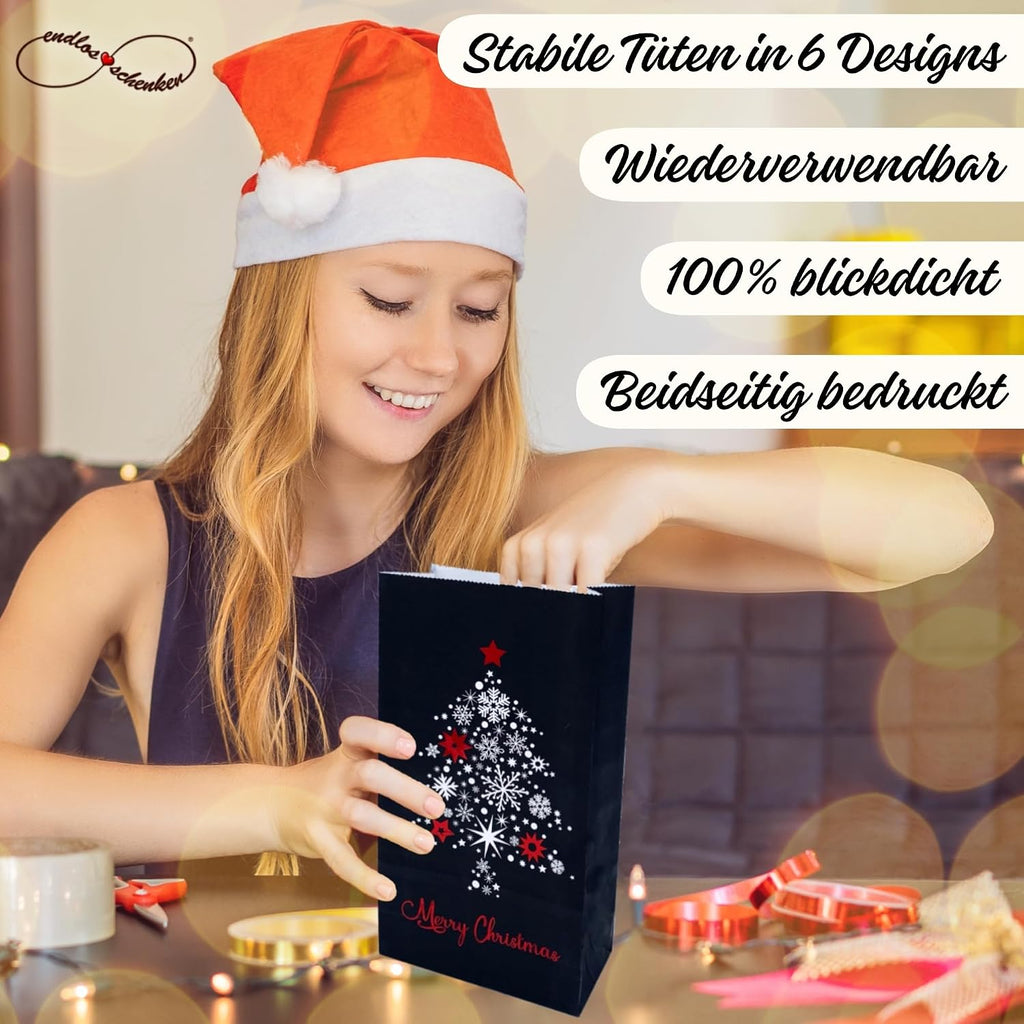Adventskalender zum Befüllen Weihnachtskalender zum selber Basteln mit großen Tüten Kraftpapier