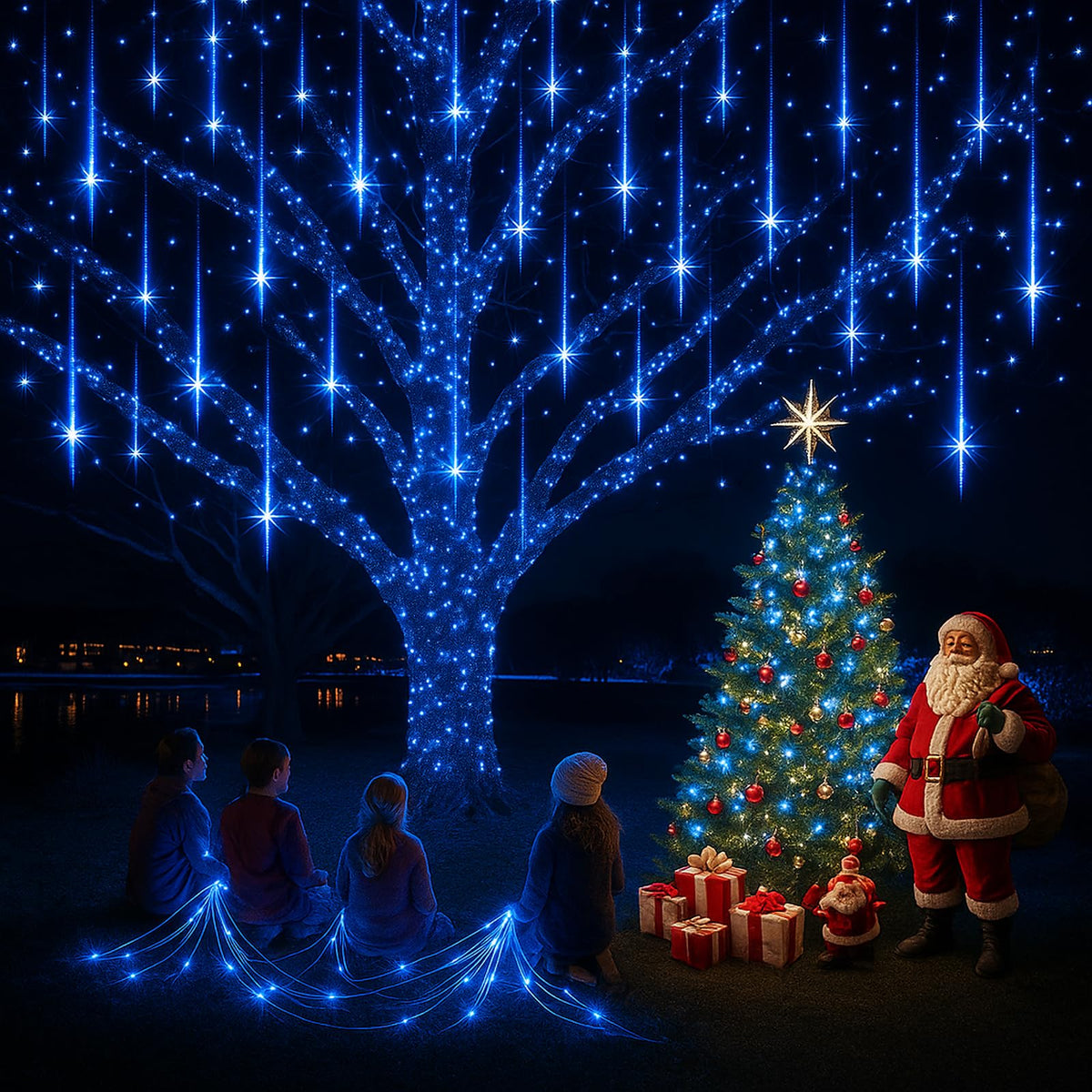 Kwaiffeo Weihnachtsdeko,10 Röhren LED Meteorschauer Lichterkette Außen, Wasserdichte Fallende Regen Lichter für Weihnachten Halloween Weihnachtsbaum Hochzeit Garten Fenster, Mehrfarbig