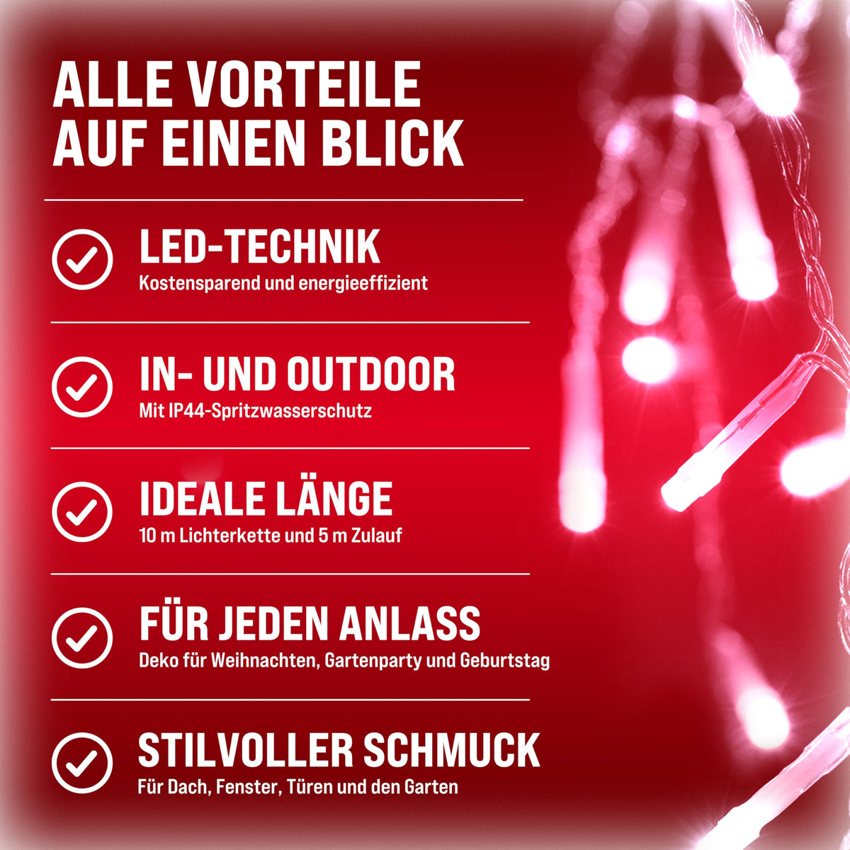 Monzana® Eisregen Lichterkette Außen 200 LED Kaltweiß