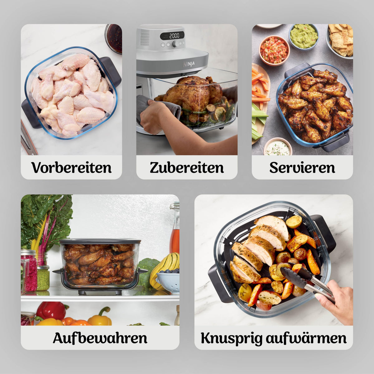 Ninja CRISPi PRO XL Glas-Heißluftfritteuse, 5 Funktionen, Moosgrün