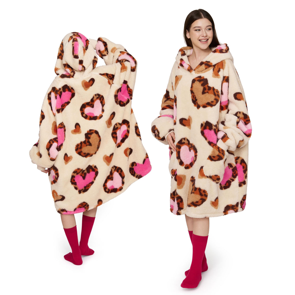 BEDSURE Hoodie Decke mit Ärmeln Geschenke Grau - 95x85cm