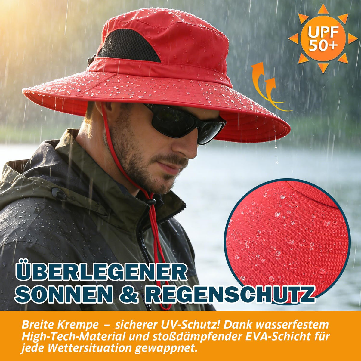 EINSKEY Breitkrempe Sonnenhut, wasserdichter Buschhut für Damen und Herren