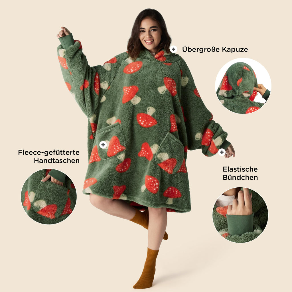 BEDSURE Hoodie Decke mit Ärmeln Geschenke Grau - 95x85cm