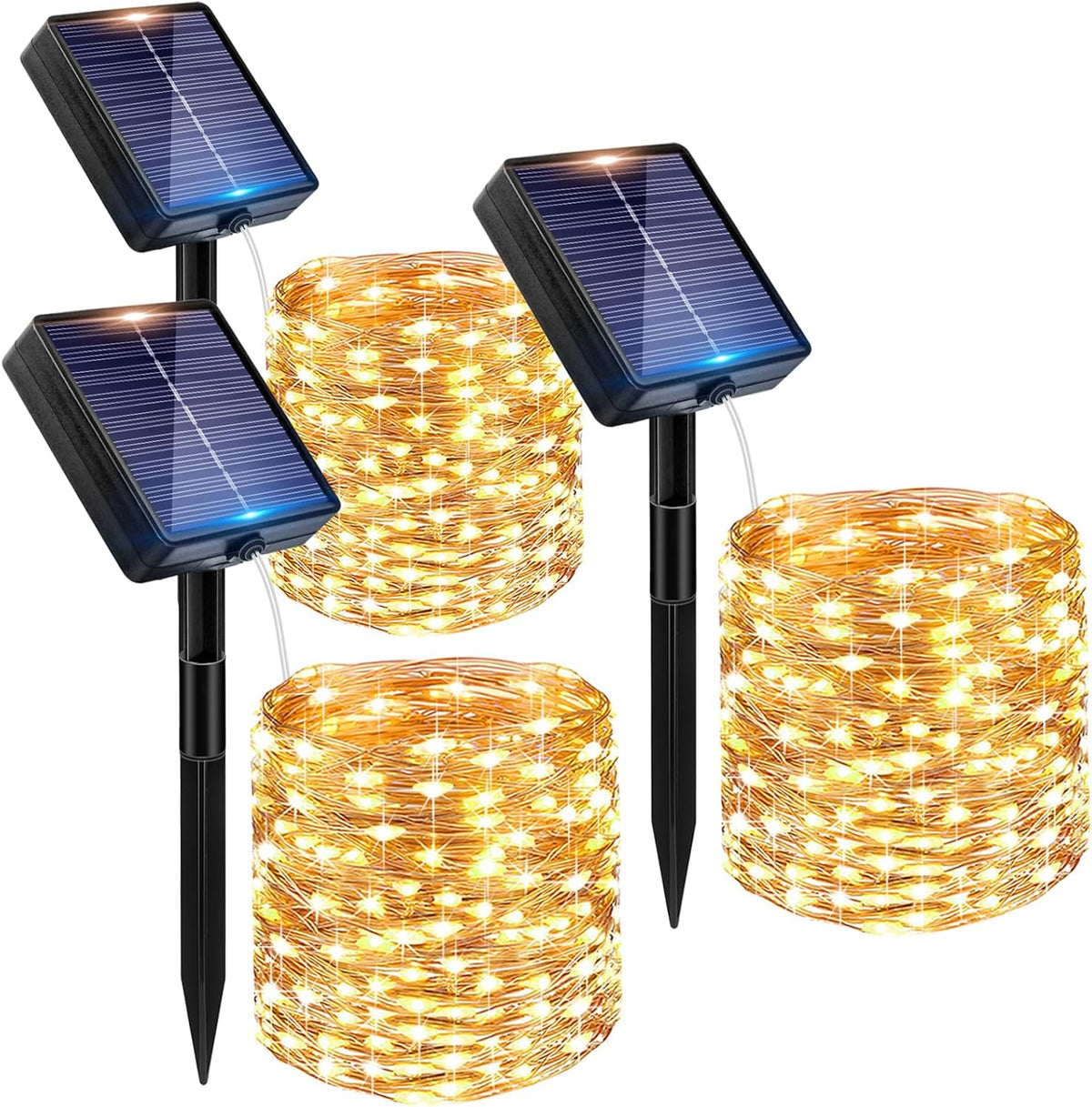 Peasur 3 Stück Solar Lichterkette Outdoor, 3x12M 120 LED Lichterkette Außen