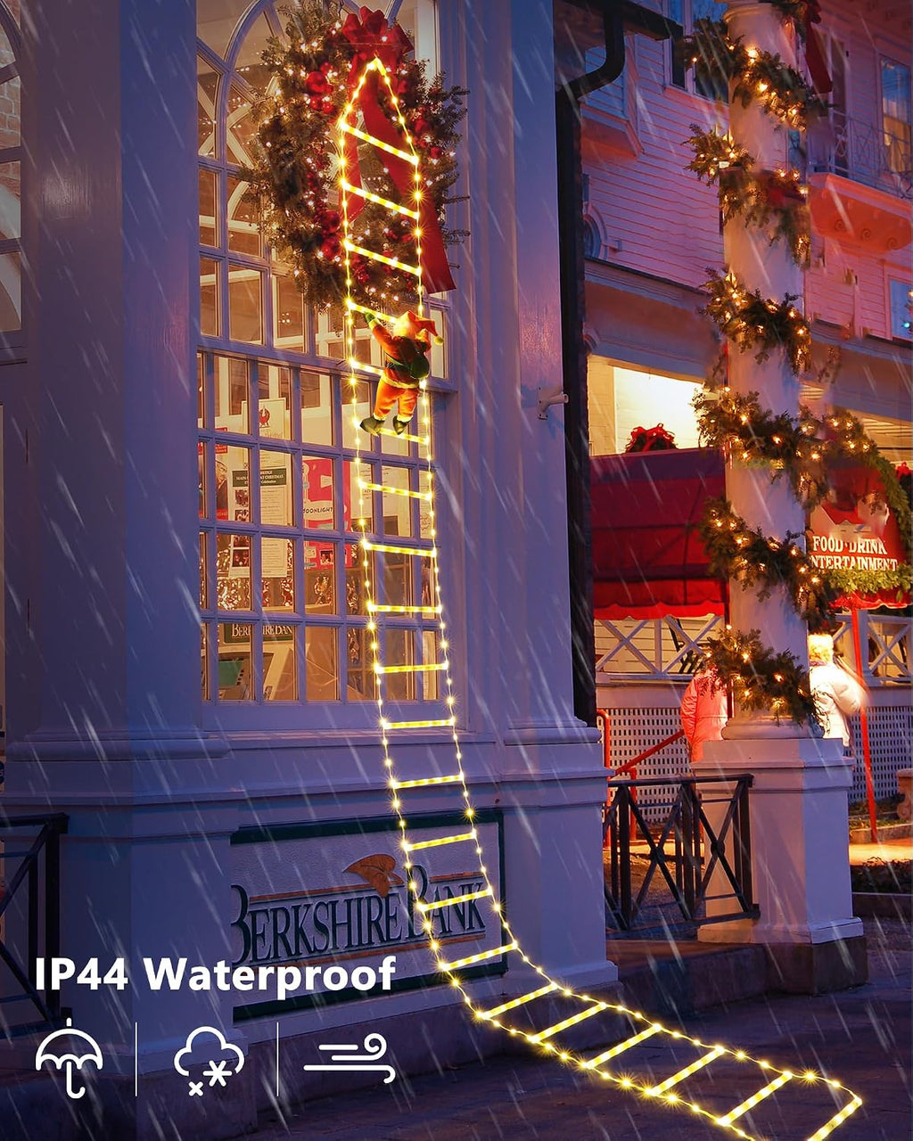 Geemoo LED Weihnachtsmann Leiter Lichterkette - 3 Meter LED Weihnachtsbeleuchtung Strombetrieben mit Timer, Speicherfunktion, 8 Modi, für Innen Außen Weihnachtsbaum Fenster Weihnachten Deko (Warmweiß)