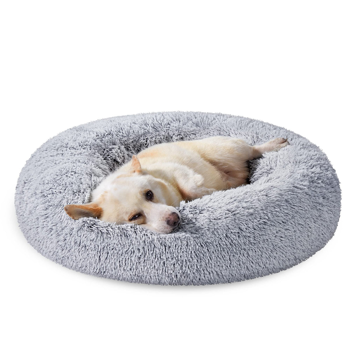 Feandrea Hundebett flauschig, waschbar, Langer Plüsch, 70 cm Durchmesser