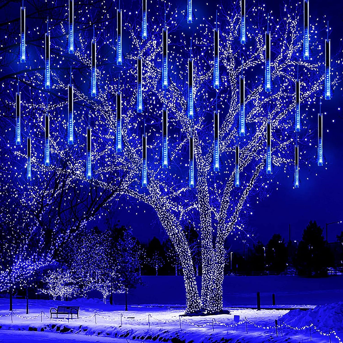 Kwaiffeo Weihnachtsdeko,10 Röhren LED Meteorschauer Lichterkette Außen, Wasserdichte Fallende Regen Lichter für Weihnachten Halloween Weihnachtsbaum Hochzeit Garten Fenster, Mehrfarbig