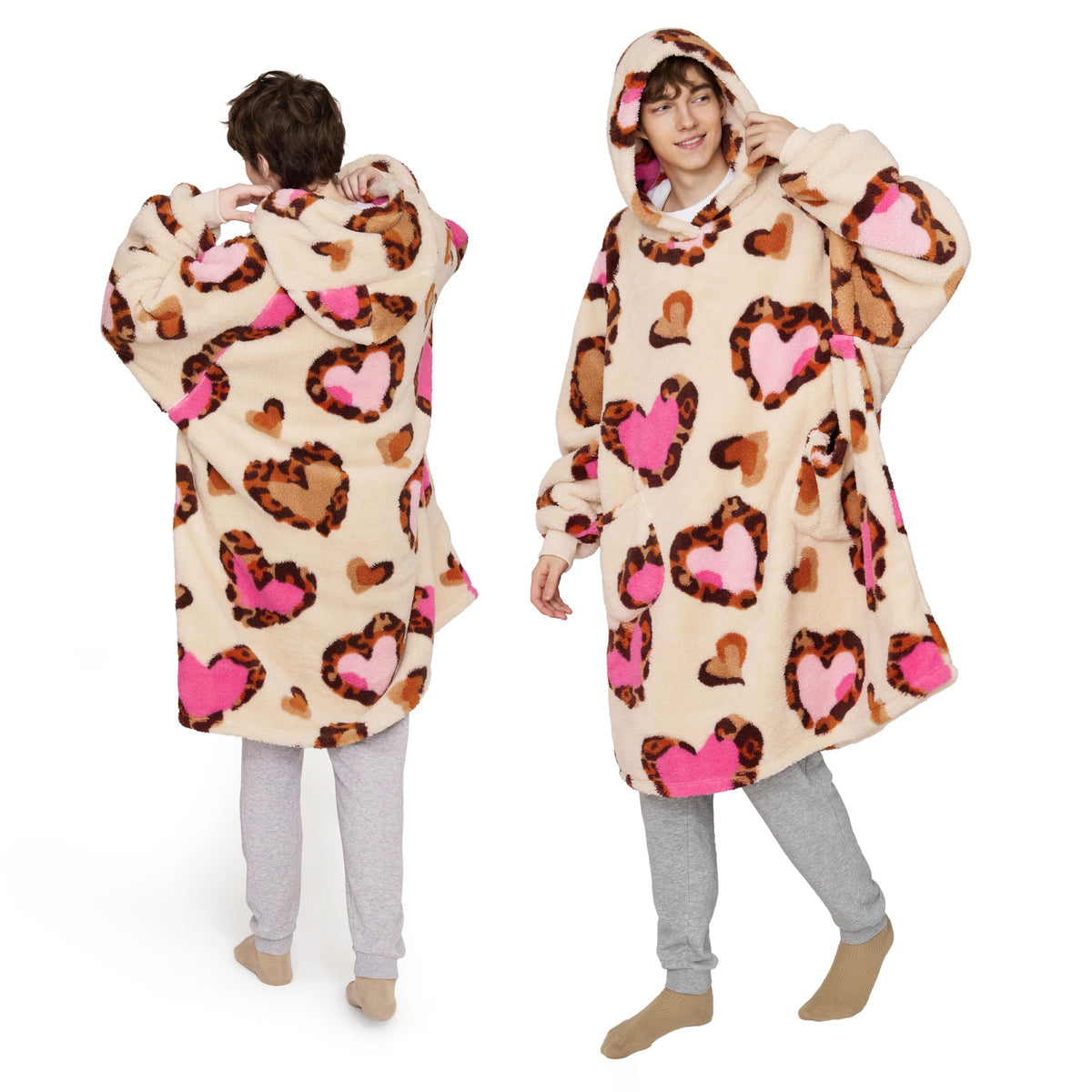BEDSURE Hoodie Decke mit Ärmeln Geschenke Grau - 95x85cm