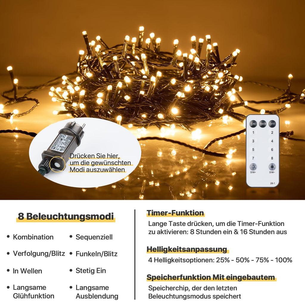 MAGGIFT LED Lichterkette Weihnachtsbaum Außen, 80m 800 LED Lichterketten mit Stecker&Fernbedienung&Timer, Aussen Innen Wasserdicht Lichterkette Tannenbaum Warmweiß für Weihnachtsbeleuchtung Deko