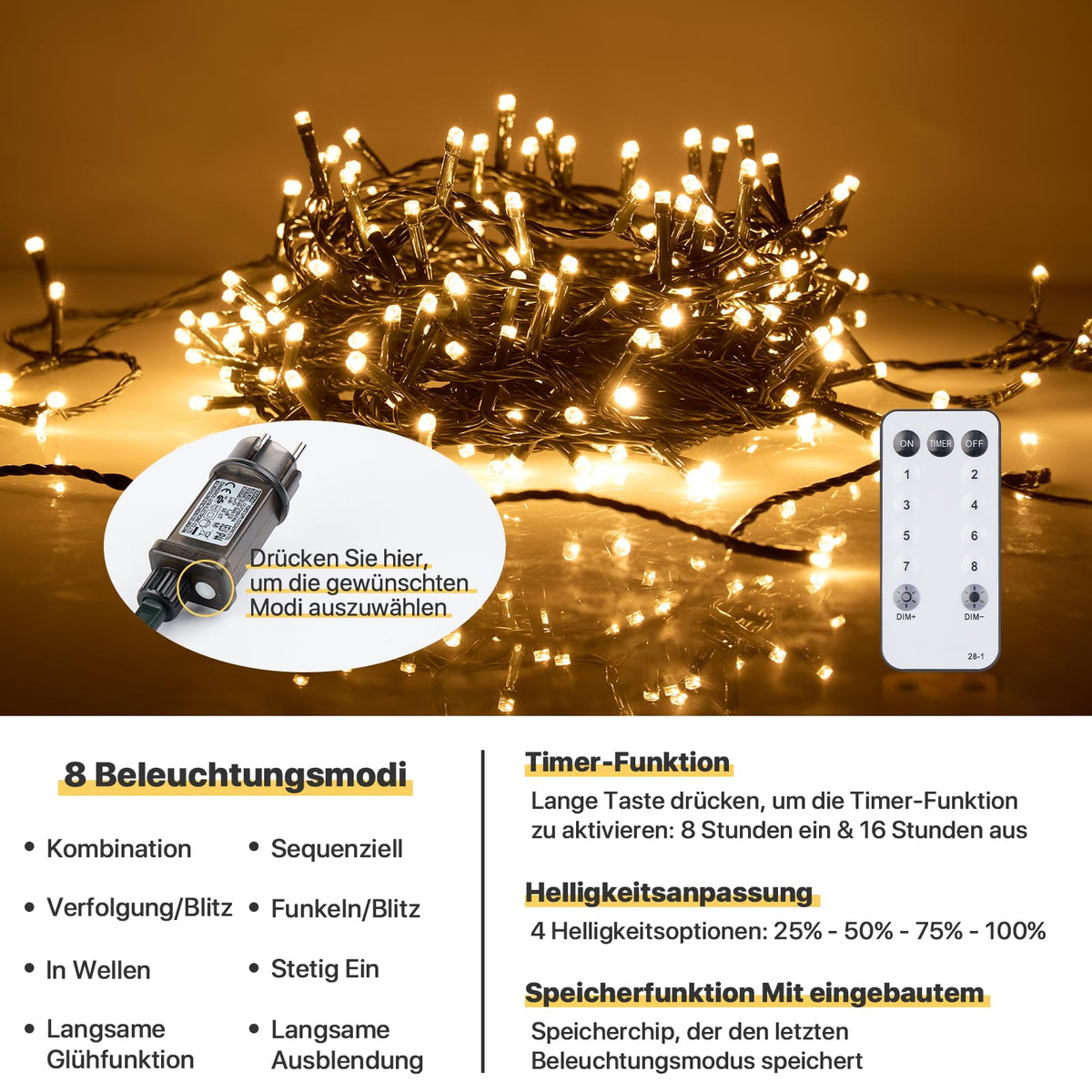 MAGGIFT LED Lichterkette Weihnachtsbaum Außen, 80m 800 LED Lichterketten mit Stecker&Fernbedienung&Timer, Aussen Innen Wasserdicht Lichterkette Tannenbaum Warmweiß für Weihnachtsbeleuchtung Deko