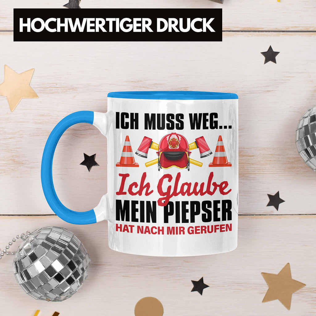Trendation - Feuerwehr Tasse Geschenk für Feuerwehrmann Geburtstag Männer Spruch (Schwarz)
