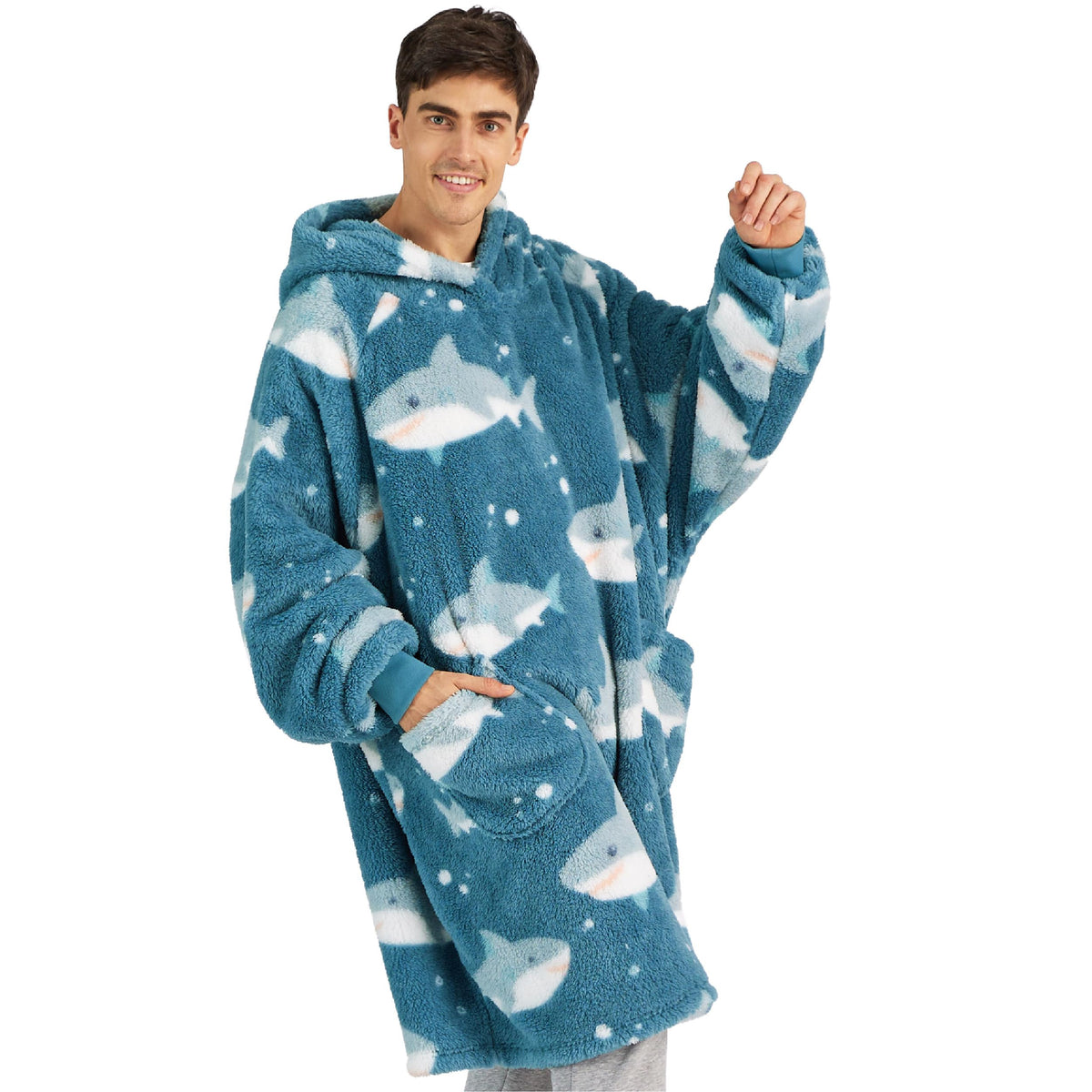 BEDSURE Hoodie Decke mit Ärmeln Geschenke Grau - 95x85cm