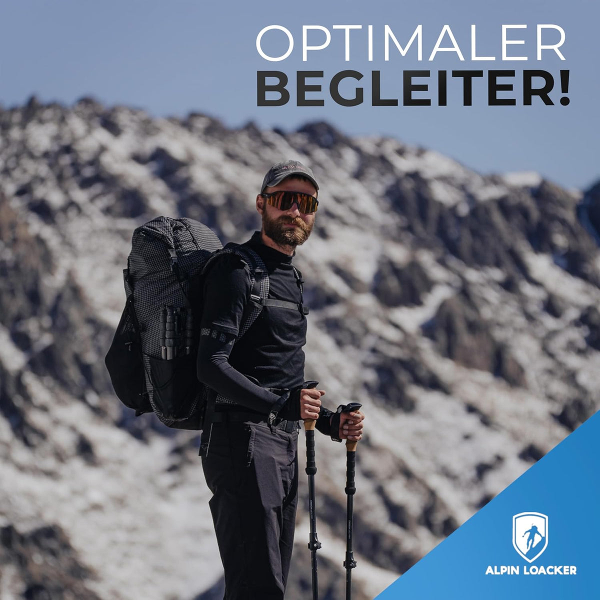 ALPIN LOACKER Wanderstöcke faltbar Carbon oder Aluminium mit Korkgriff I Nordic Walking Stöcke Damen & Herren I Leichte Faltbare Trekkingstöcke Teleskop für Bergsport