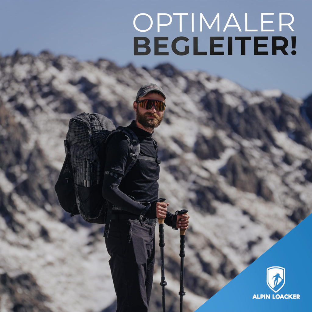 ALPIN LOACKER Wanderstöcke faltbar Carbon oder Aluminium mit Korkgriff I Nordic Walking Stöcke Damen & Herren I Leichte Faltbare Trekkingstöcke Teleskop für Bergsport