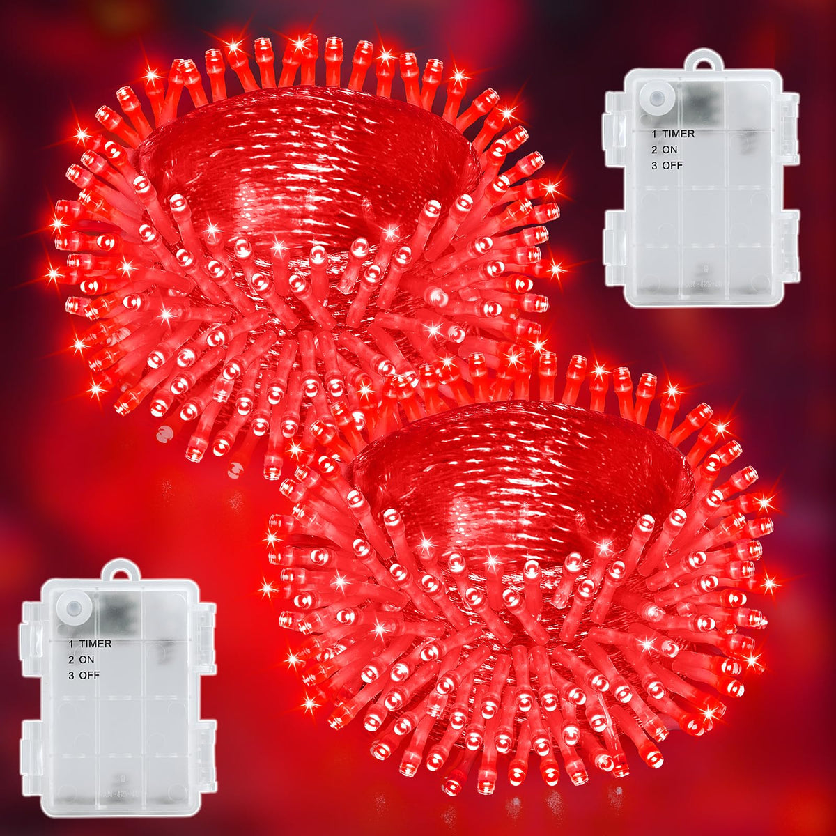 Dalugo 2 Stück Lichterkette Batterie, 3M 30 LED Orange Wasserdicht Lichterketten mit 6h Timer für Innen außen