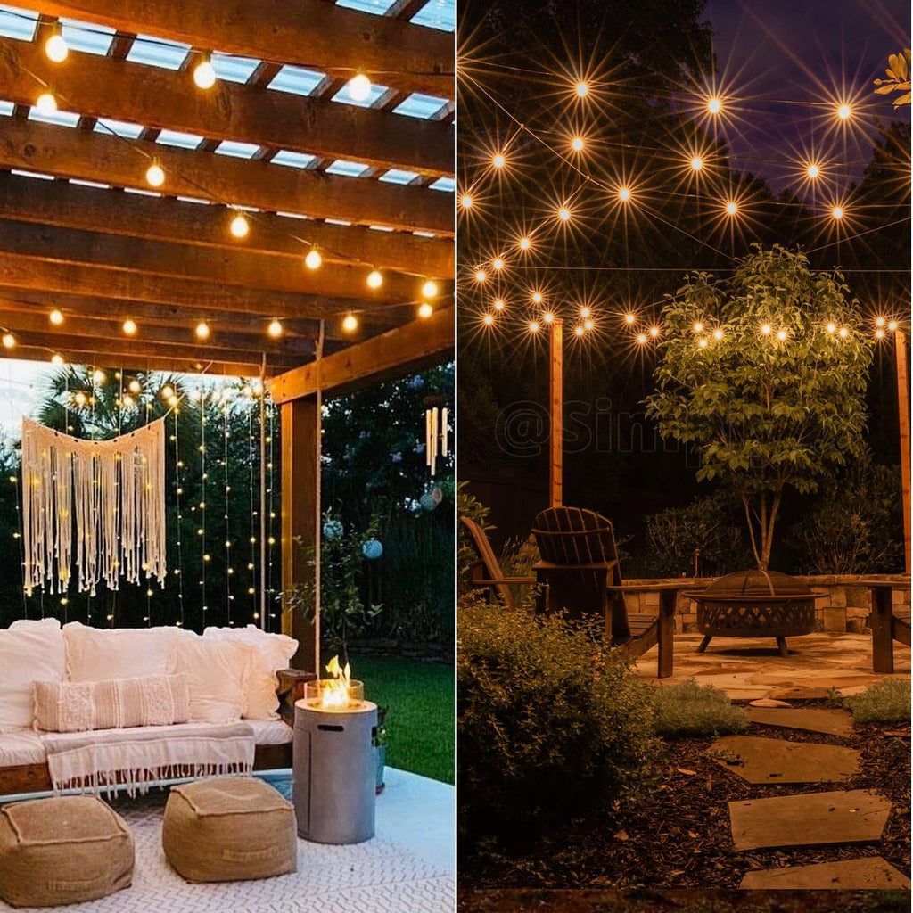 GPATIO Lichterkette Outdoor Außen LED Strom, 30M Lichterketten mit 52 Bulbs