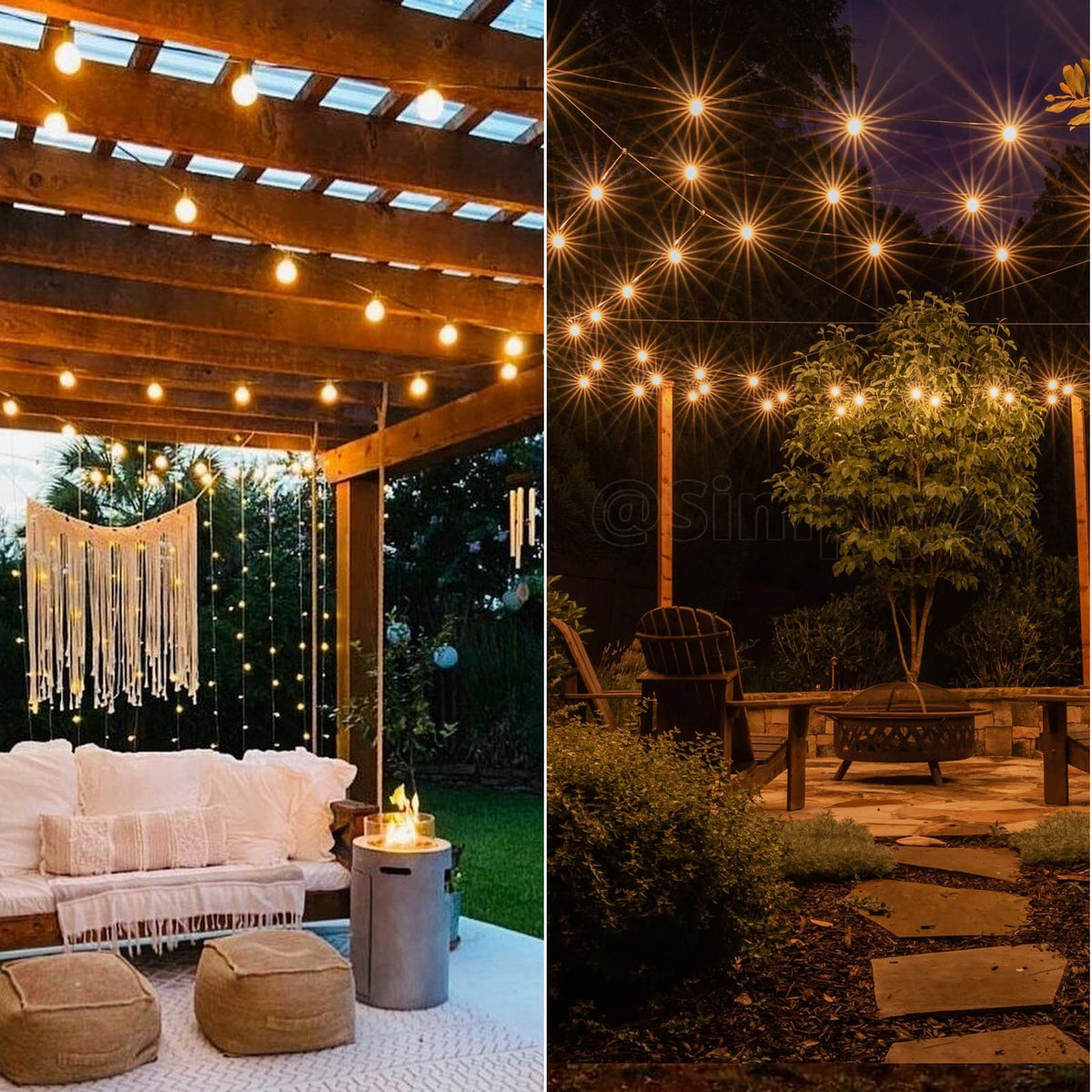 GPATIO Lichterkette Outdoor Außen LED Strom, 30M Lichterketten mit 52 Bulbs