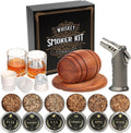 Whiskey Smoker Kit with Torch,6 Flavors Wood Chips, 2 Glasses, 2 Ice Ball Molds,Cocktail Smoker Infuser Kit, Old Fashioned Drink Smoker Kit, Husband , Boyfriend (Without Butan)