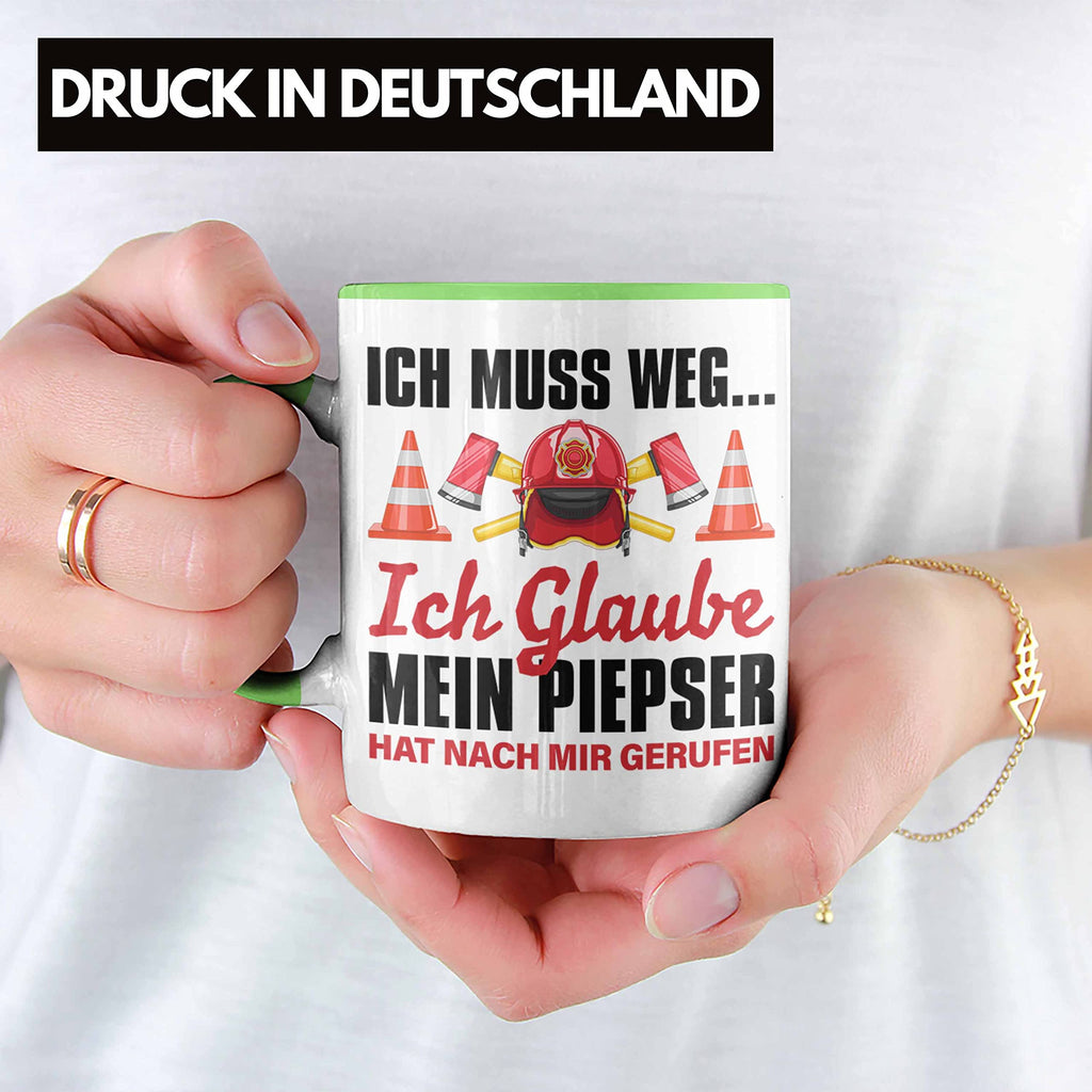 Trendation - Feuerwehr Tasse Geschenk für Feuerwehrmann Geburtstag Männer Spruch (Schwarz)