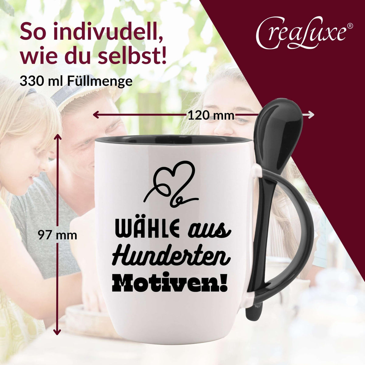 Crealuxe Edelstahltasse mit Karabiner - Der Beste Feuerwehrmann heißt Wunschname - 330ml, Tasse personalisiert, Kaffeetasse, Bürotasse, Metalltasse mit Name