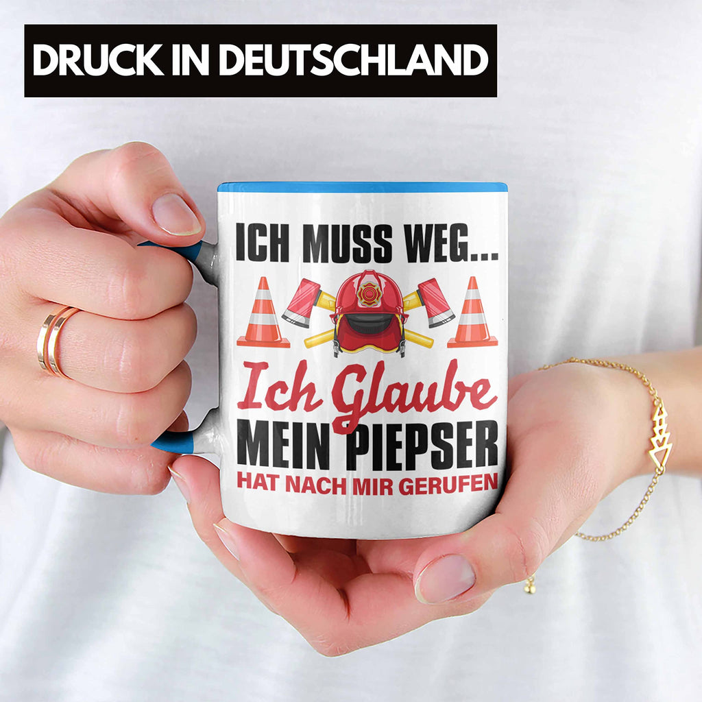 Trendation - Feuerwehr Tasse Geschenk für Feuerwehrmann Geburtstag Männer Spruch (Schwarz)