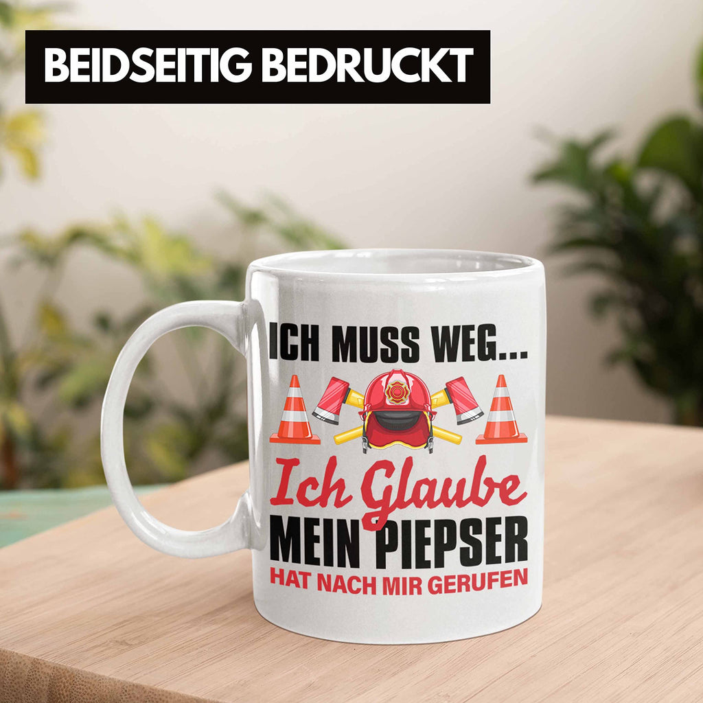 Trendation - Feuerwehr Tasse Geschenk für Feuerwehrmann Geburtstag Männer Spruch (Schwarz)