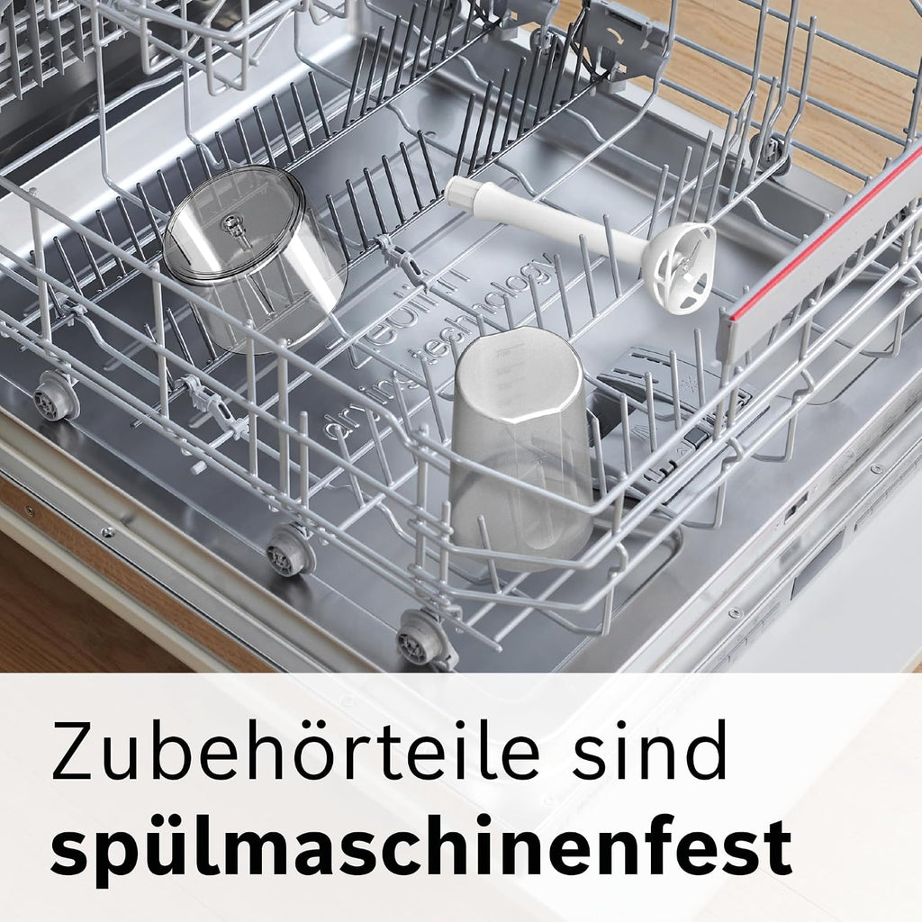 Bosch Stabmixer ErgoMixx, abnehmbarer Mixfuß, mit Mixbecher, 4-Klingen-Messer, Zerkleinerer, ergonomisches Design, 12 Stufen plus Turbo, 600 W, weiß/grau, MSM66020