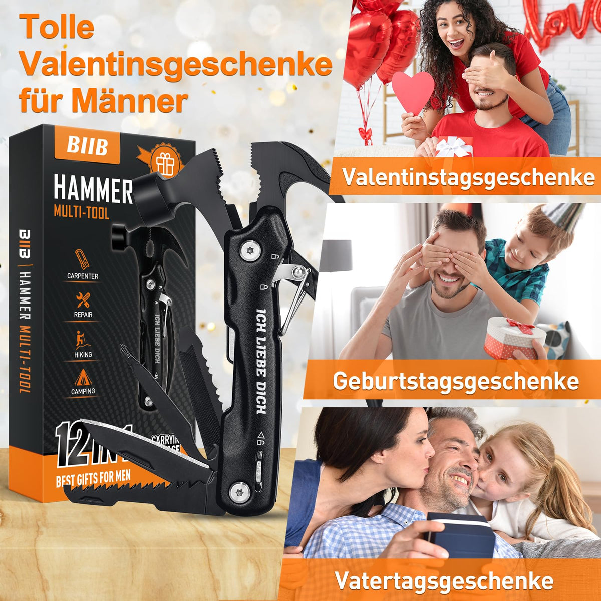 BIIB Geschenke für Männer, 12 in 1 Multitool Weihnachtsgeschenke für Männer