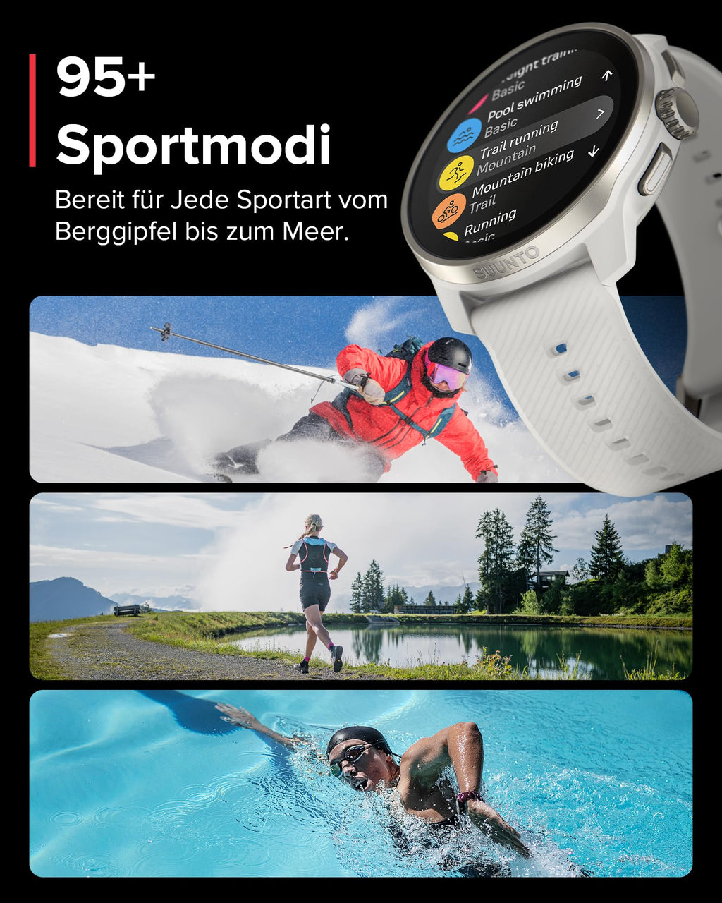 SUUNTO Race S GPS-Sportuhr, 1,3-Zoll-AMOLED-Display, 95+ Sportmodi
