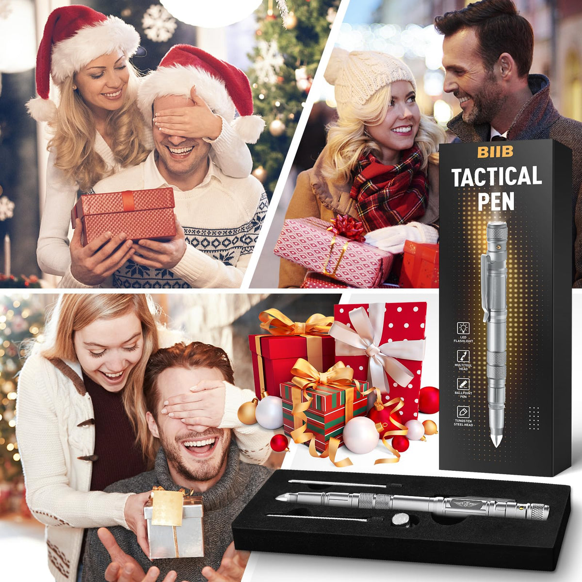 BIIB Geschenke für Männer, Multitool Pen mit LED für Feuerwehr Geschenk