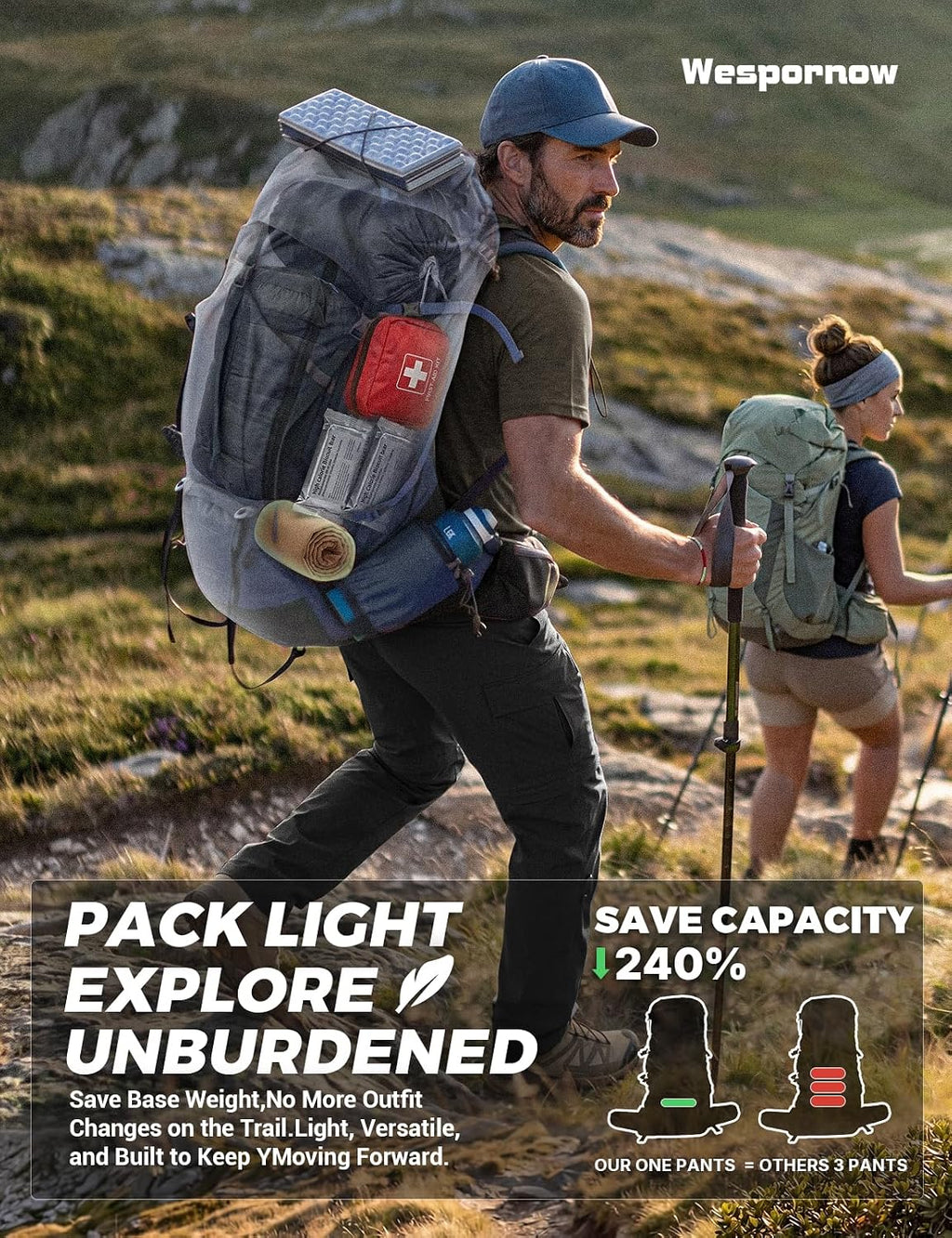 Wespornow Wanderhose Herren Zip-Off: 3 in 1 Atmungsaktiv für Trekking